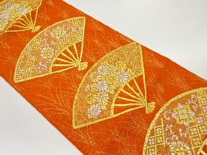 絽扇に花唐草・菊模様織出し袋帯